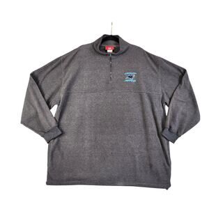 NFL Mens Carolina Panthers Quarter Zip Fleece Sweater‎ Size 2XL Gray Drawstring